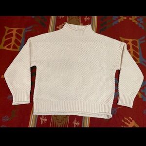 Zesica Mock Neck Sweater Cream White Woman Size XL Chunky Knit Pullover EUC